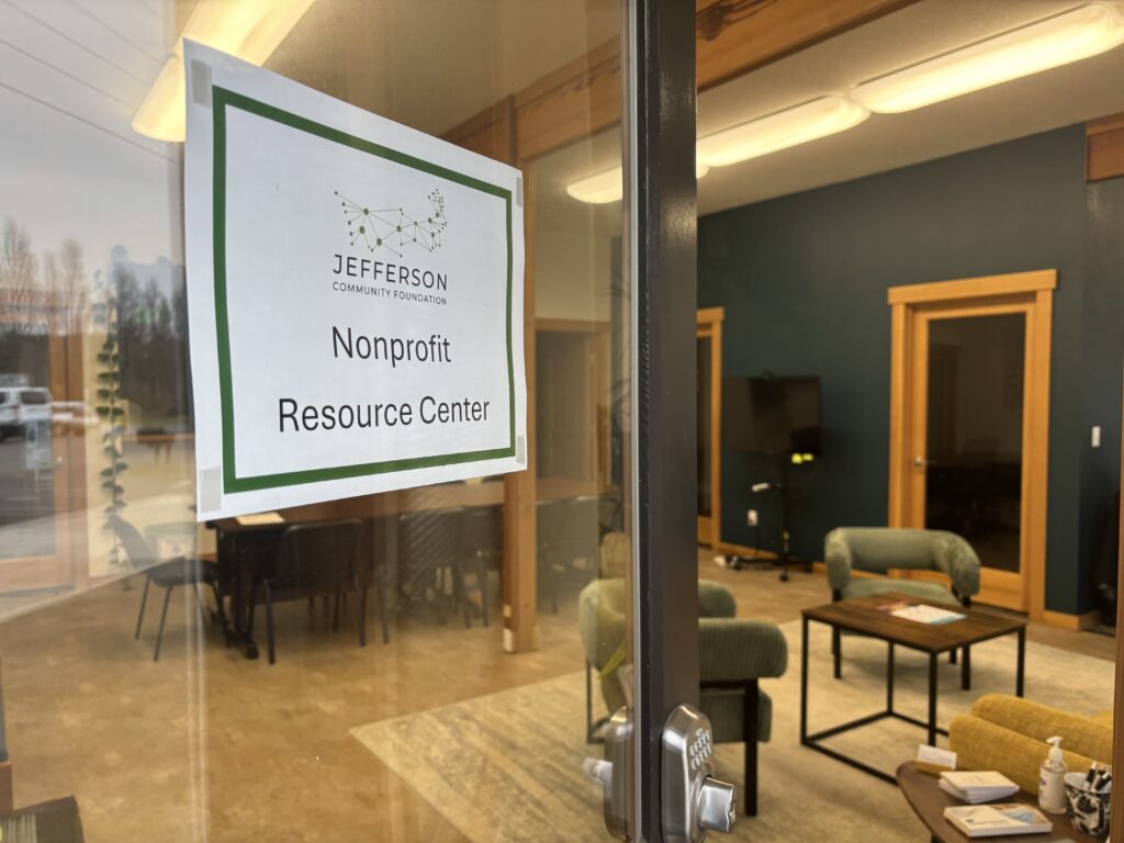 Door open with a sign that reads Jefferson Community Foundation Nonprofit Resource Center